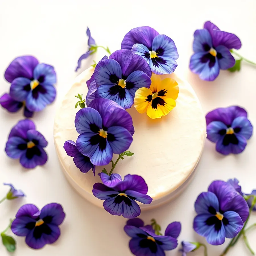 Classic bicolor purple yellow pansy face flowers for cakes