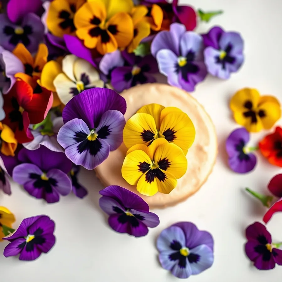Purple and violet edible pansies for a signature premium pansy cake look