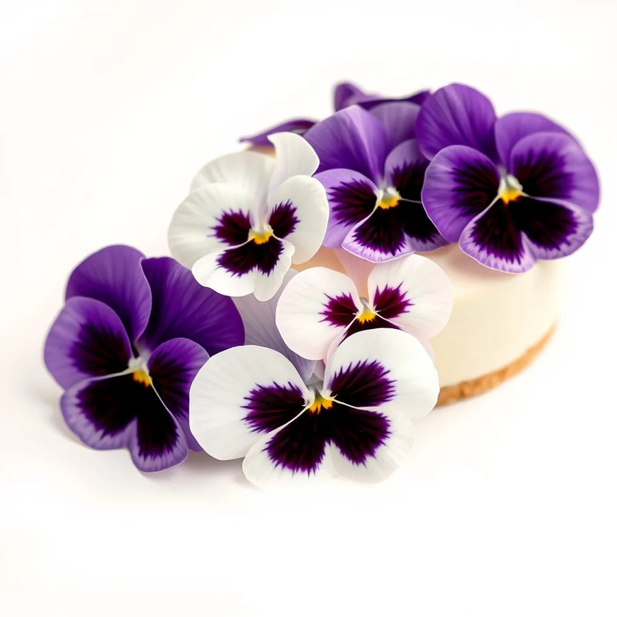 Tiny viola mix scattered delicately over petit fours and cookies